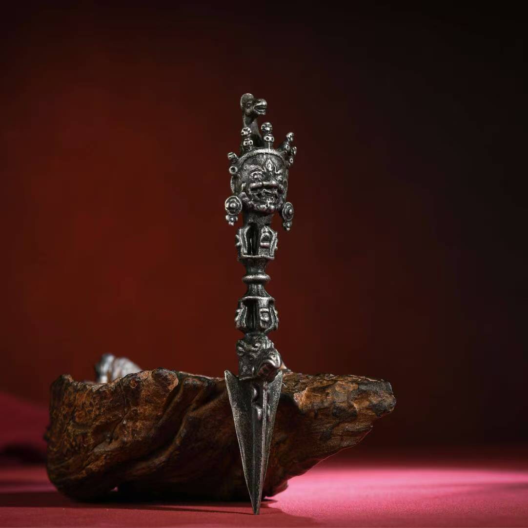 Handcrafted Brass Phurba, symbolizing enlightenment and purification. A powerful tool in Tibetan Buddhism, ideal for rituals, meditation, and spiritual growth, offering wisdom and clarity.