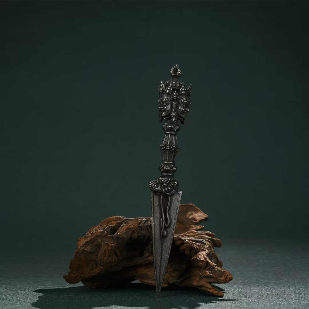 Handcrafted Three-Pronged Phurba, Tibetan Ritual Art Tool for Altar Use - Brass Phurba Vajra