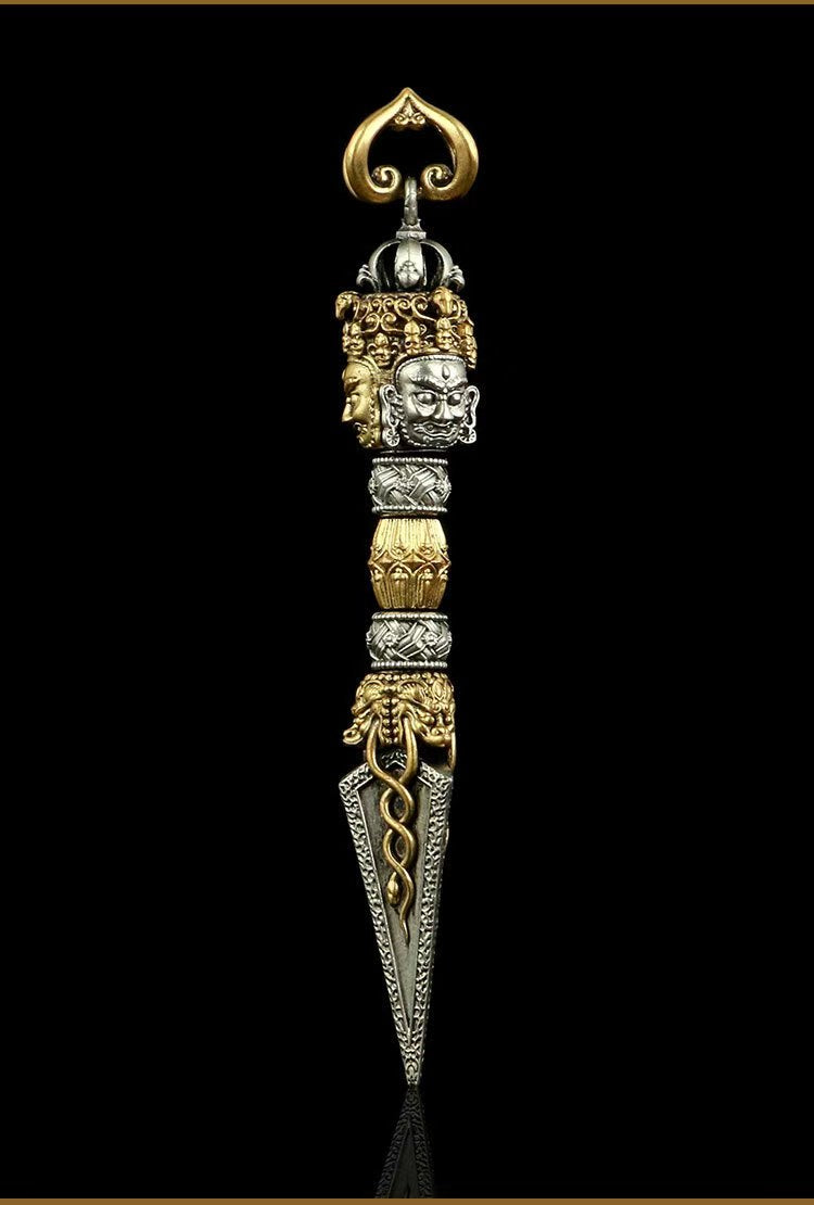 This handcrafted brass Vajra Phurba is designed specifically for Tibetan Buddhist rituals, providing powerful protective and purifying energy. Ideal for religious ceremonies, home altars, or personal practice, it helps maintain inner peace and the strength of the Dharma
