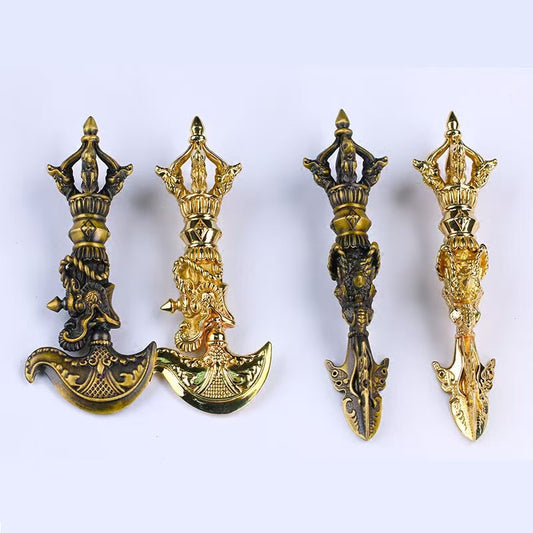 Handcrafted Brass Vajra Ritual Implements, representing the strength and wisdom of Tibetan Buddhism. Ideal for spiritual rituals, meditation, and enhancing your sacred space."