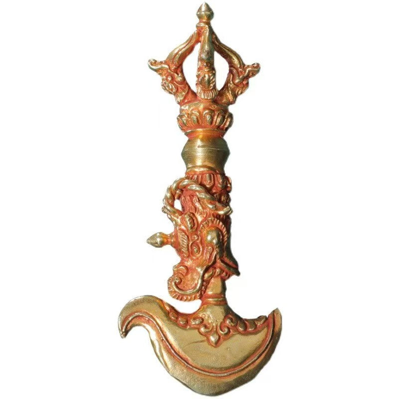 Brass gold-plated Vajra with a dragon design, symbolizing the power of transformation and protection. This handcrafted Tibetan ritual implement is perfect for enhancing your spiritual practice or as a unique decorative piece.