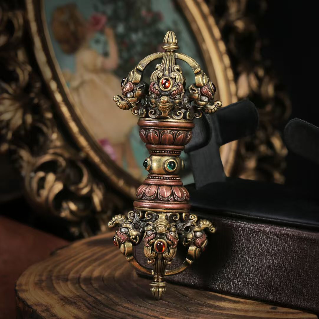 A beautiful Tibetan-style brass Vajra, handcrafted for spiritual practitioners. Perfect for use in rituals, meditation, or as a symbol of protection and spiritual strength