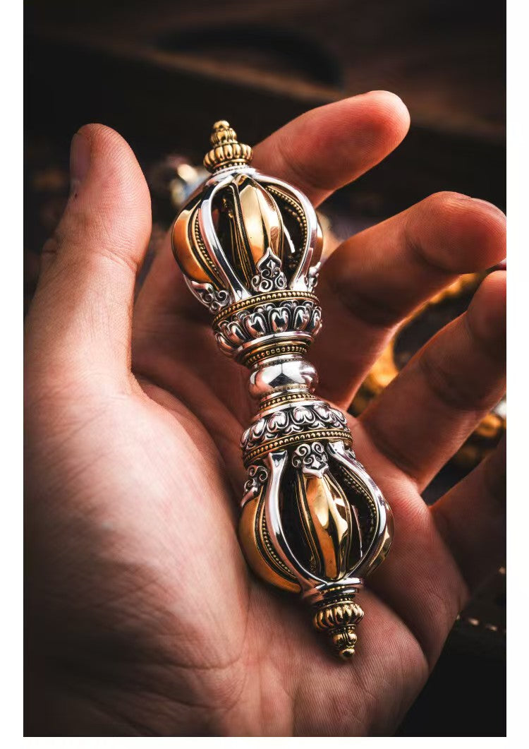 "Handcrafted Brass Vajra, a powerful tool for rituals and spiritual protection in Tibetan Buddhism. Ideal for meditation, altars, and creating a positive energy environment.