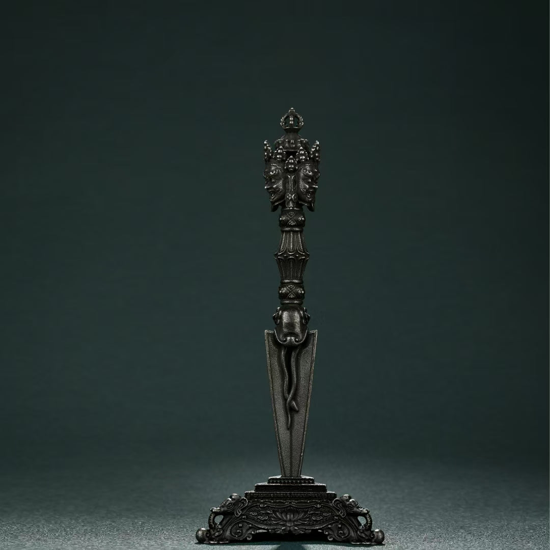 Handcrafted Three-Pronged Phurba, Brass Vajra for Tibetan Buddhist Rituals and Meditation - Ritual Art Tool