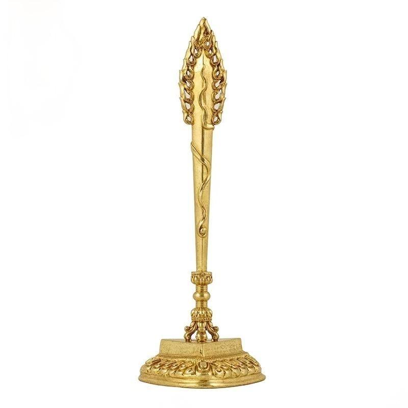 Handcrafted brass Manjushri wisdom sword, representing wisdom and protection. A meaningful piece for Tibetan Buddhist practices, home altars, and decor, bringing spiritual energy and enlightenment into your space.