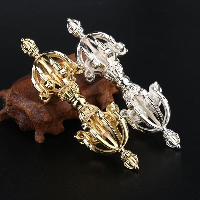 Brass Nine-Pronged Vajra, handcrafted in Tibetan Buddhist ritual implements culture, powerful Buddhist ritual implements art for protection and inner strength, priced at 414 Yuan.