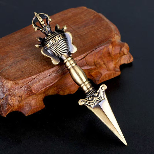 Collectible brass Wrathful Vajra from Tibetan Buddhist ritual implements culture, fine Buddhist ritual implements art for spiritual decor and devotion.