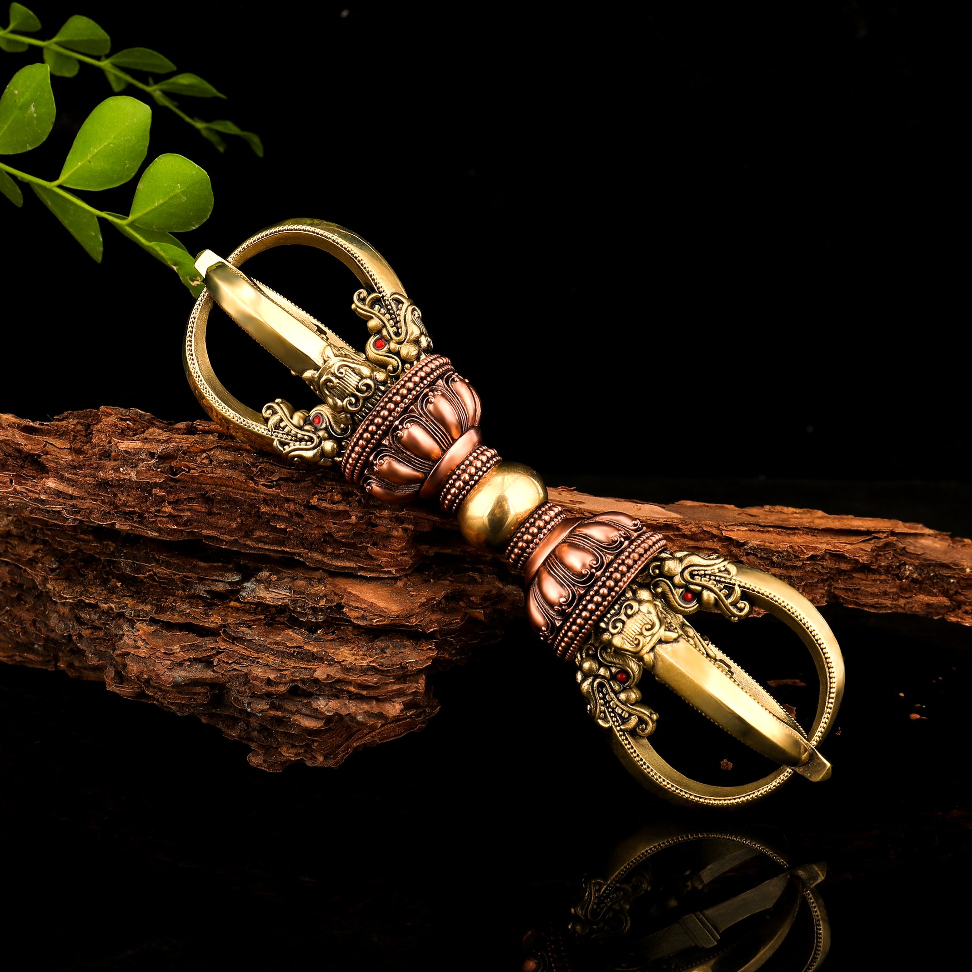 Tibetan Buddhist ritual implements culture Handcrafted Yongle Style Vajra Brass Copper Five-Prong
