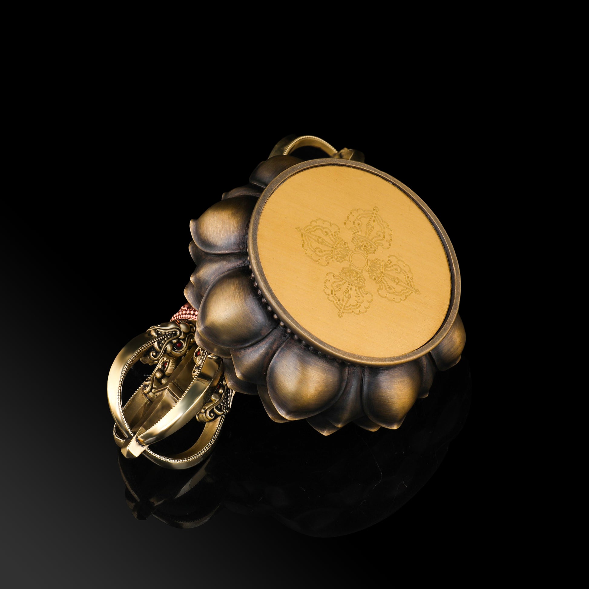 Tibetan Buddhist ritual implements culture Yongle Style Five-Prong Vajra Brass Copper Spiritual Art
