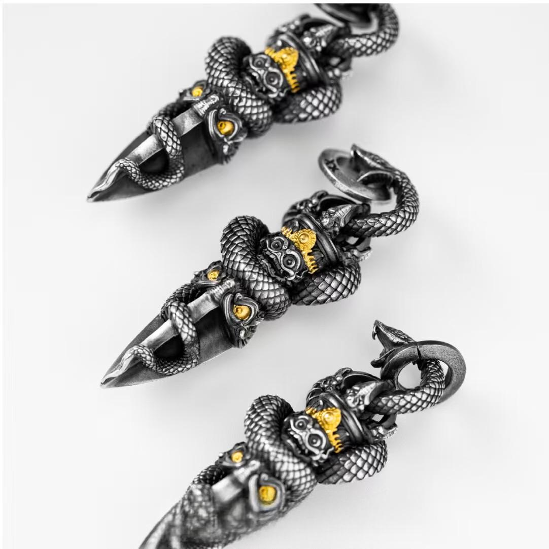 Handcrafted 925silver Naga Phurba pendant inspired by Tibetan Buddhist ritual implements culture, showcasing traditional Buddhist ritual implements art.