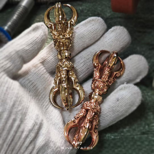 tibetan-buddhist Handcrafted Brass Five-Wisdom Vajra | Ritual Implements Art