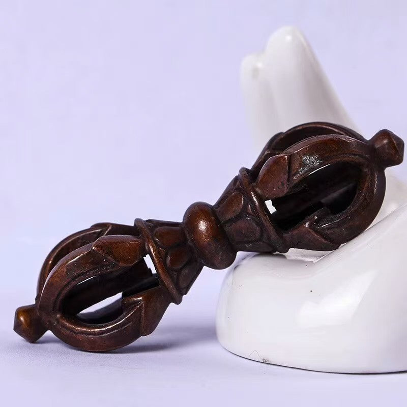 Traditional brass five-pronged Phurba Bell, handcrafted in Tibetan Buddhist ritual implements culture style, reflecting genuine Buddhist ritual implements art.