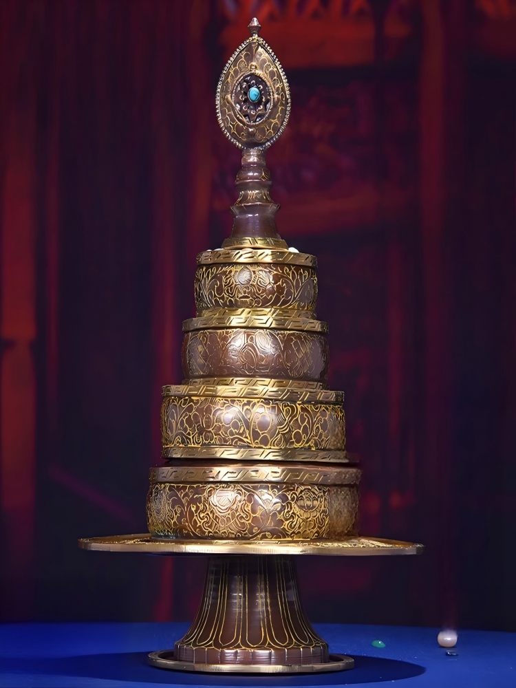 Nepal Copper Mandala Ritual Plate, handcrafted, 28cm tall, part of Tibetan Buddhist sacrificial implements culture, showcasing Buddhist sacrificial items art