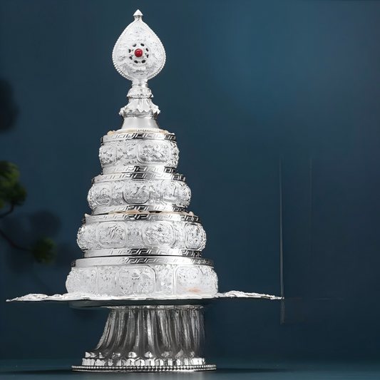 tibetan-buddhist Pure Silver Mandala Plate