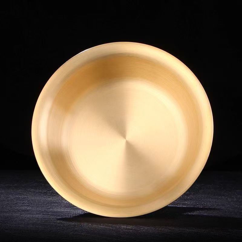 Handmade 12cm brass sacred water offering cup, designed for Buddhist rituals, highlighting Tibetan Buddhist sacrificial implements culture and exquisite sacrificial items art.