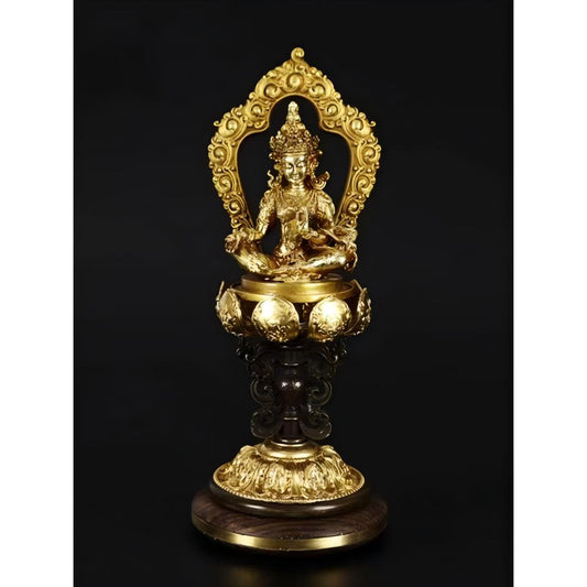 25cm brass Tibetan Seven Treasures ritual object, handcrafted in the style of Tibetan Buddhist sacrificial implements culture and exquisite Buddhist sacrificial items art.