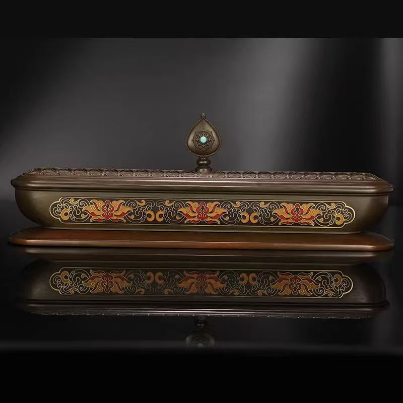 Small handcrafted brass enamel incense burner, perfect for home, tea room, or altar, representing Tibetan Buddhist sacrificial implements culture and beautiful Buddhist sacrificial items art.