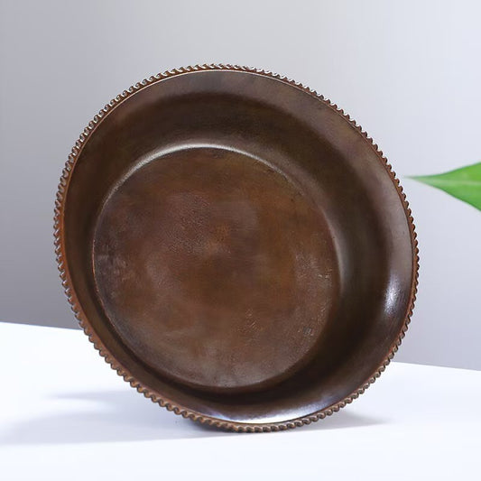 Handcrafted Tibetan brass offering cup with Ashtamangala eight auspicious symbols, guardian deity ritual cup for home altar, 12cm