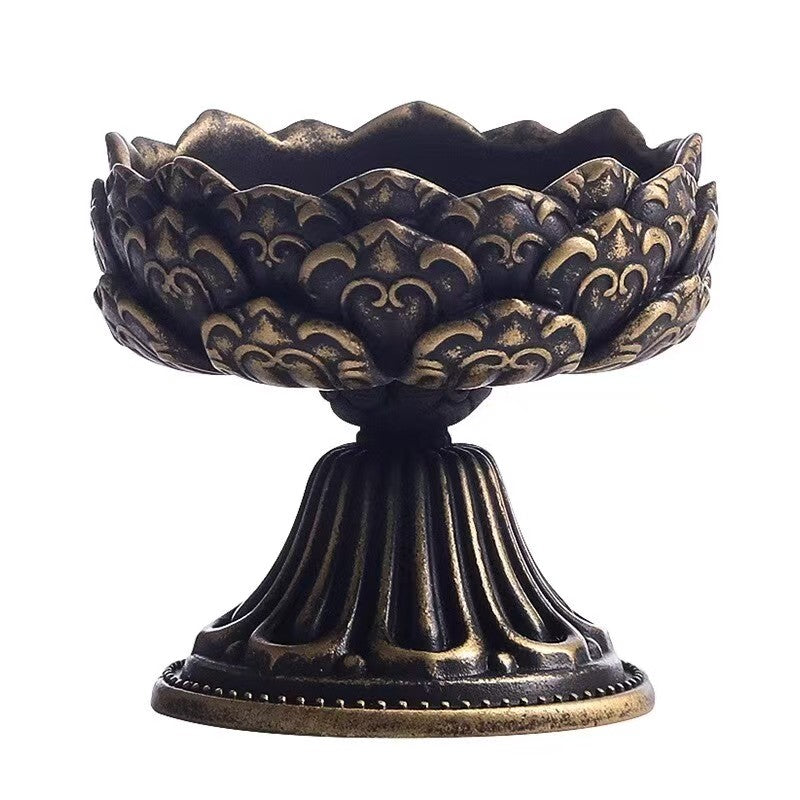Handcrafted copper butter lamp holder with lotus design, Tibetan Buddhist offering light for home altar, 5cm