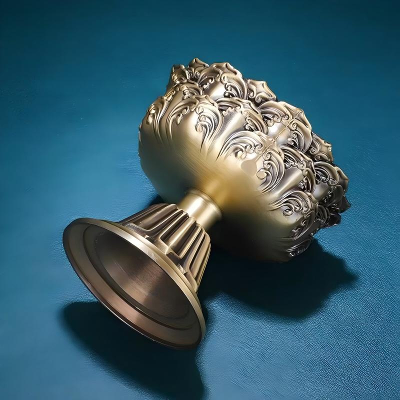 Pure handmade copper Buddhist butter lamp, decorative altar piece for sacred offerings and long-life prayers, 5cm