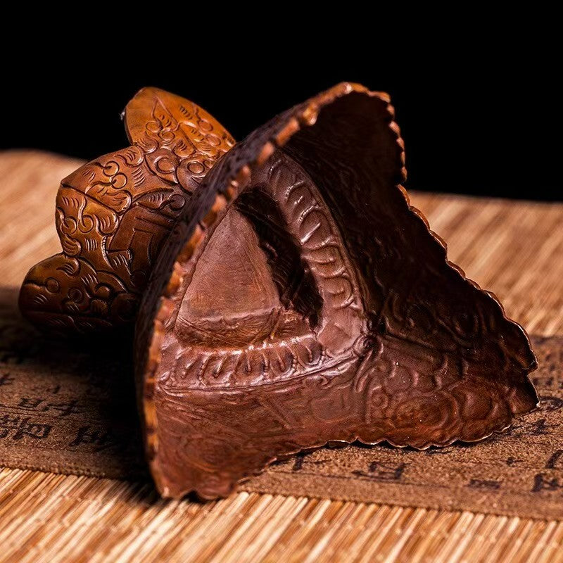 Artisan carved purple copper Toba, Tibetan Buddhist spiritual offering for home altar and meditation practice, 9cm