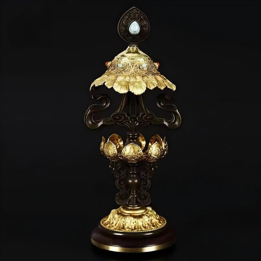 Handmade bronze Tibetan Ashtamangala eight treasures, 25cm altar decoration for Buddhist rituals and spiritual blessings