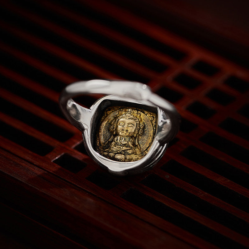 Guan Yin S925 Silver Copper Shell Ring