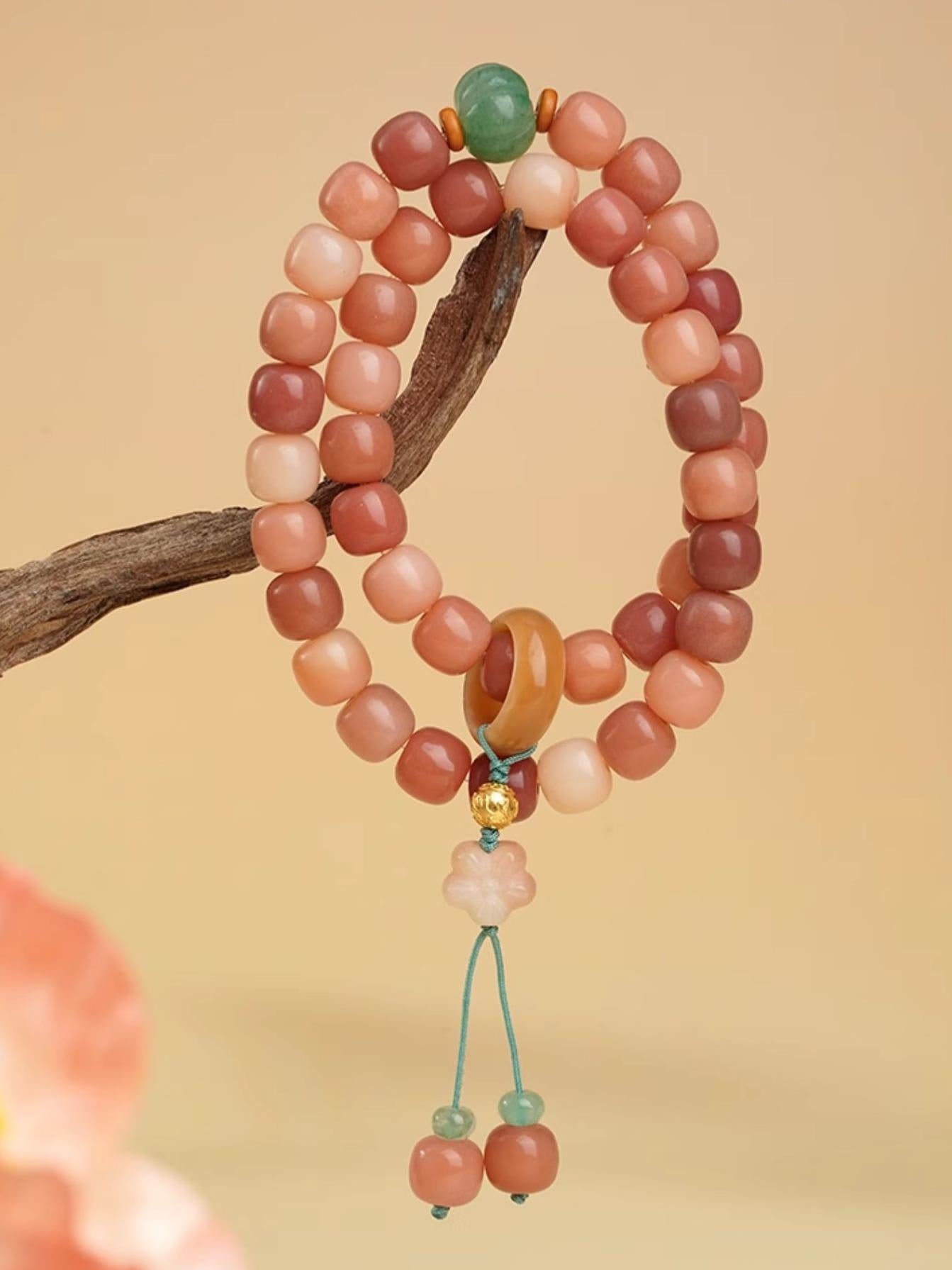 Handmade Bodhi seed bracelet inspired by Tibetan Buddhist jewelry culture. Crafted with traditional techniques, this bracelet promotes spiritual growth, mindfulness, and protection.