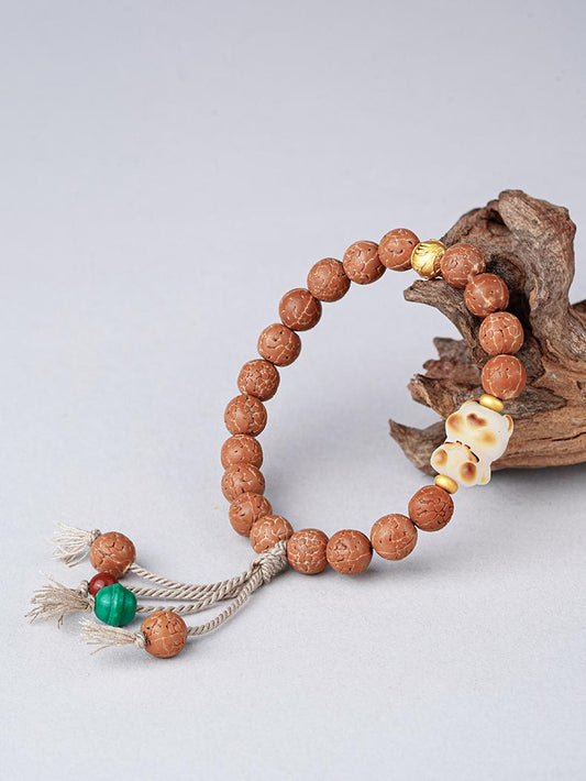 Handcrafted Tibetan Buddhist Jewelry Culture 925 silver Bodhi seed bracelet, symbolizing wisdom and enlightenment with detailed jewelry art craftsmanship.