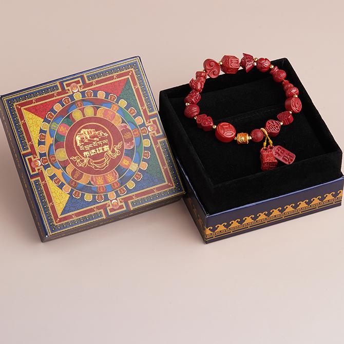 This handcrafted cinnabar and copper bracelet promotes spiritual growth, protection, and inner peace. A perfect blend of art and spirituality for daily wear.