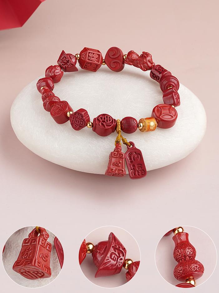 This handmade cinnabar and copper bracelet is designed to attract prosperity and abundance. A beautiful piece of Tibetan jewelry art for spiritual growth.