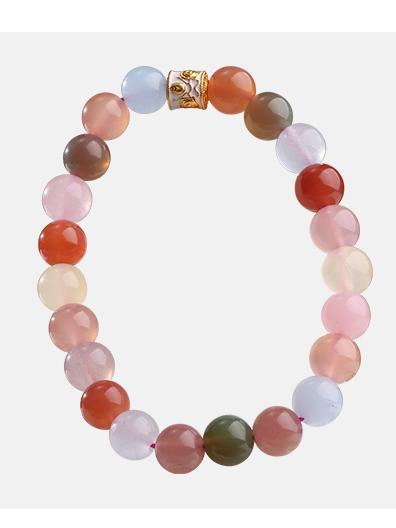 Pure hand-painted agate bead bracelet showcasing Tibetan Buddhist craftsmanship. Each bead embodies natural harmony and positive energy, a unique work of Jewelry Art for mindfulness.