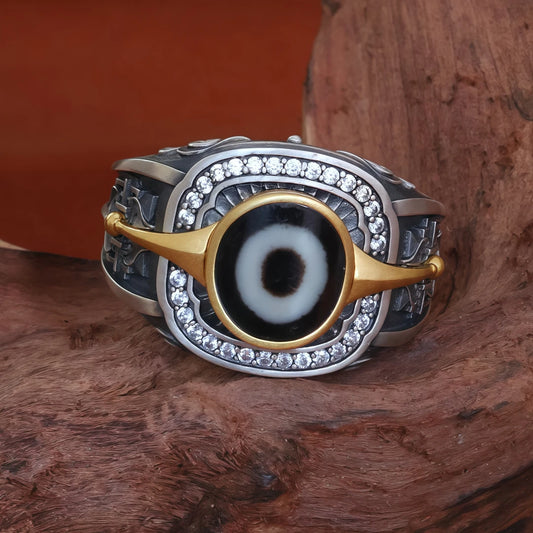 tibetan-buddhist Silver Mandala One-Eye Ring Jewelry Art