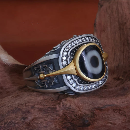 tibetan-buddhist Silver Mandala One-Eye Ring Jewelry Art