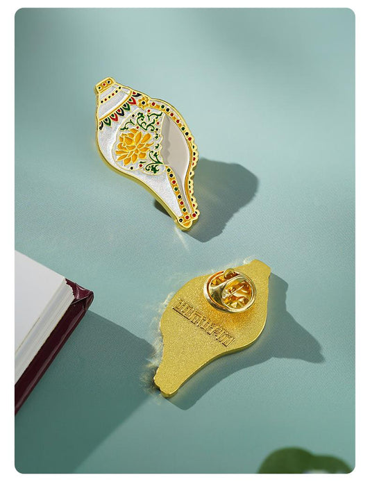 Tibetan Buddhist Jewelry Culture handmade silver amulet pin, fine jewelry art symbol of good fortune and spiritual harmony.