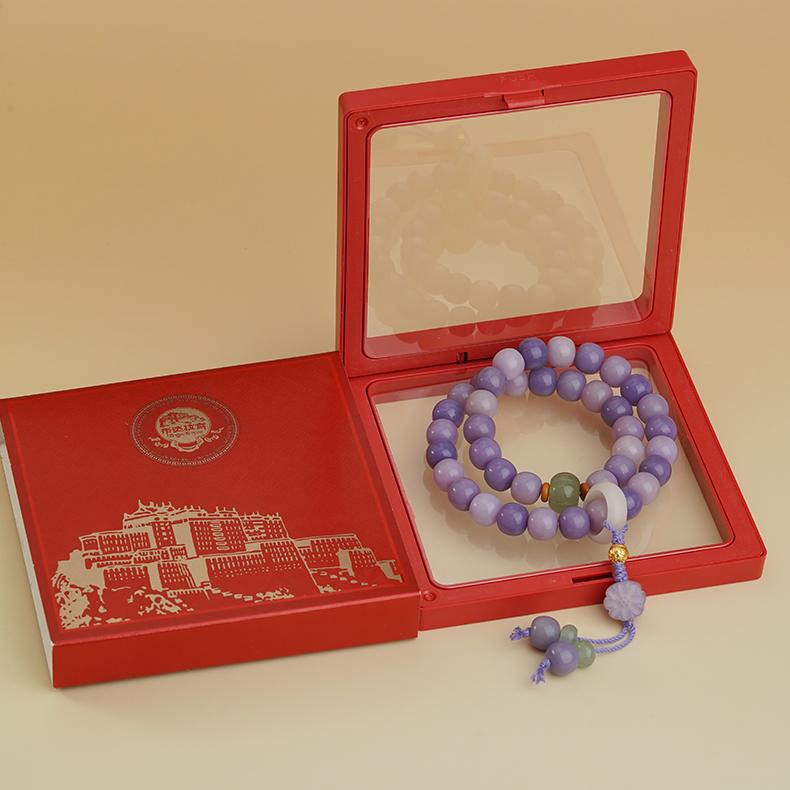 Jewelry art in the form of a Ziyue Yao Bodhi seed bracelet, handcrafted with Tibetan Buddhist influence. This piece is ideal for those seeking protection, peace, and enlightenment