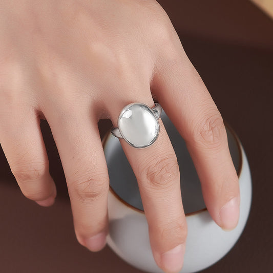 Minimal Oval Silver Copper Ring