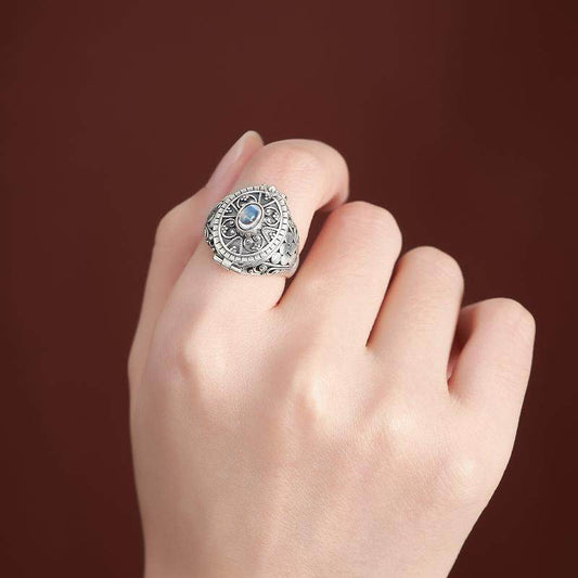 Moonstone Silver Ghau Box Ring Unisex