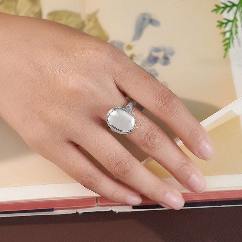 Oval Open Silver Copper Ring Unisex