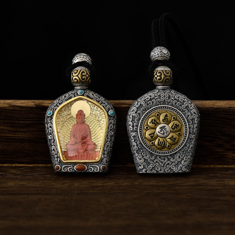 Red Sandalwood Buddha Pendant Protective Unisex