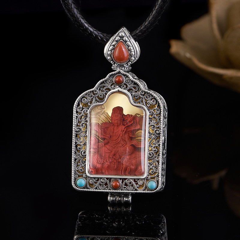 Red Sandalwood Buddha Ghau Box Pendant