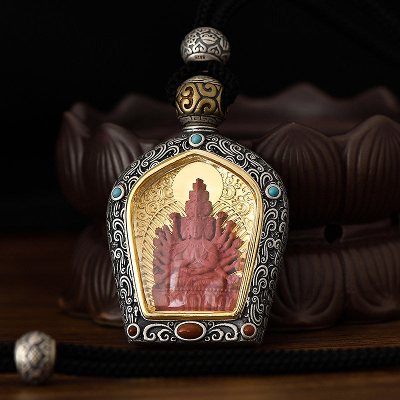 Zodiac Buddha Red Sandalwood Dragon Pendant