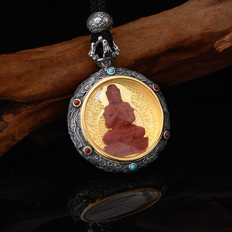 Red Sandalwood Buddha Dragon Zodiac Pendant