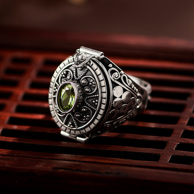 Moonstone Ghau Box Ring Vintage Ethnic