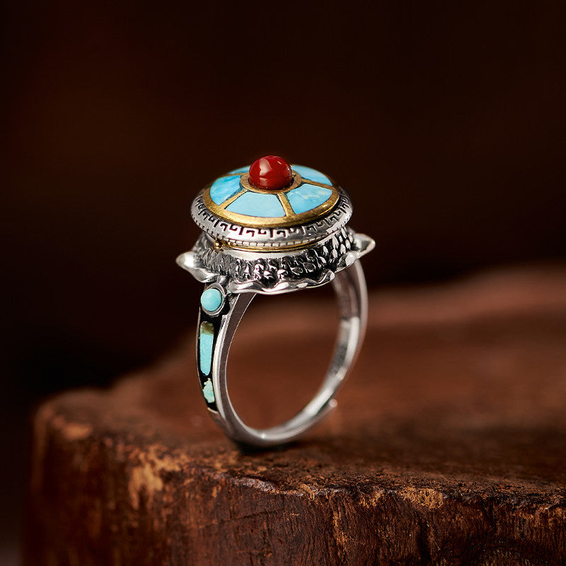 Rotatable Amitabha Turquoise Ring