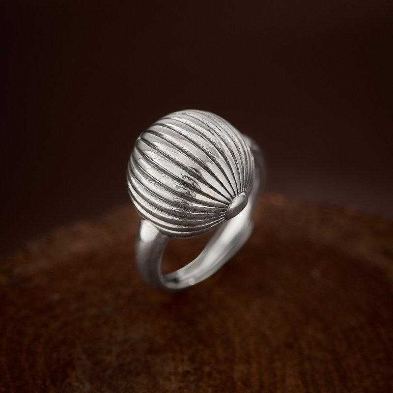 Vintage Guan Yin Shell Silver Copper Ring