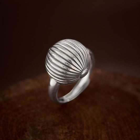 Vintage Guan Yin Shell Silver Copper Ring