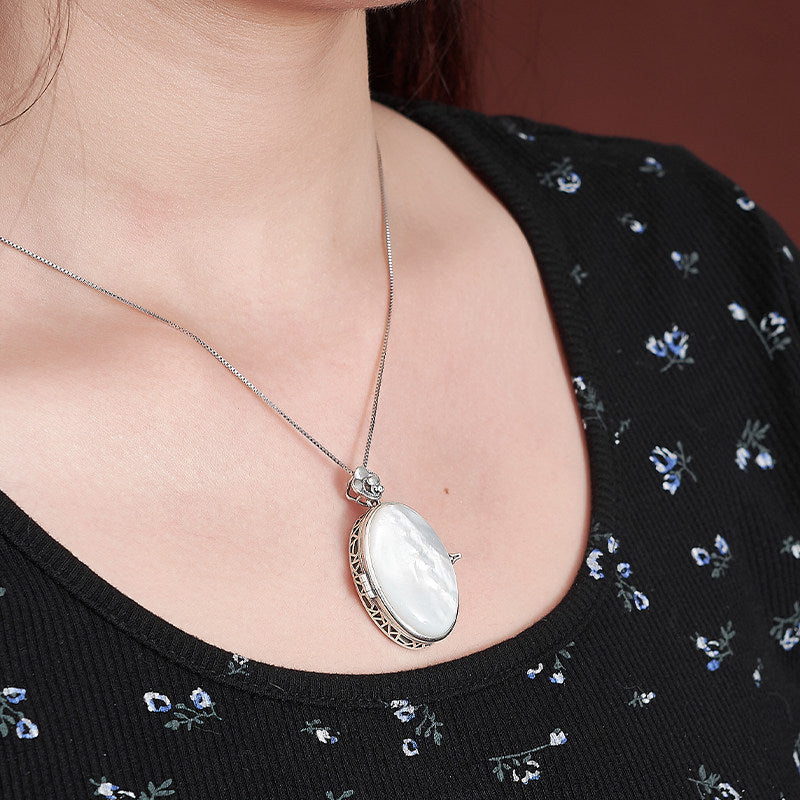 Vintage Pearl Shell Silver Ghau Pendant