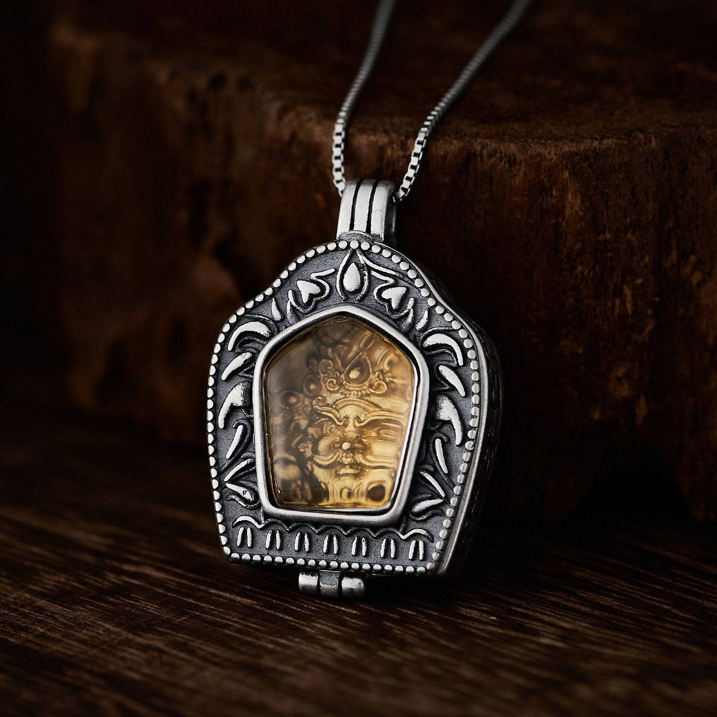 Vintage Yellow Jambhala Ghau Box Pendant