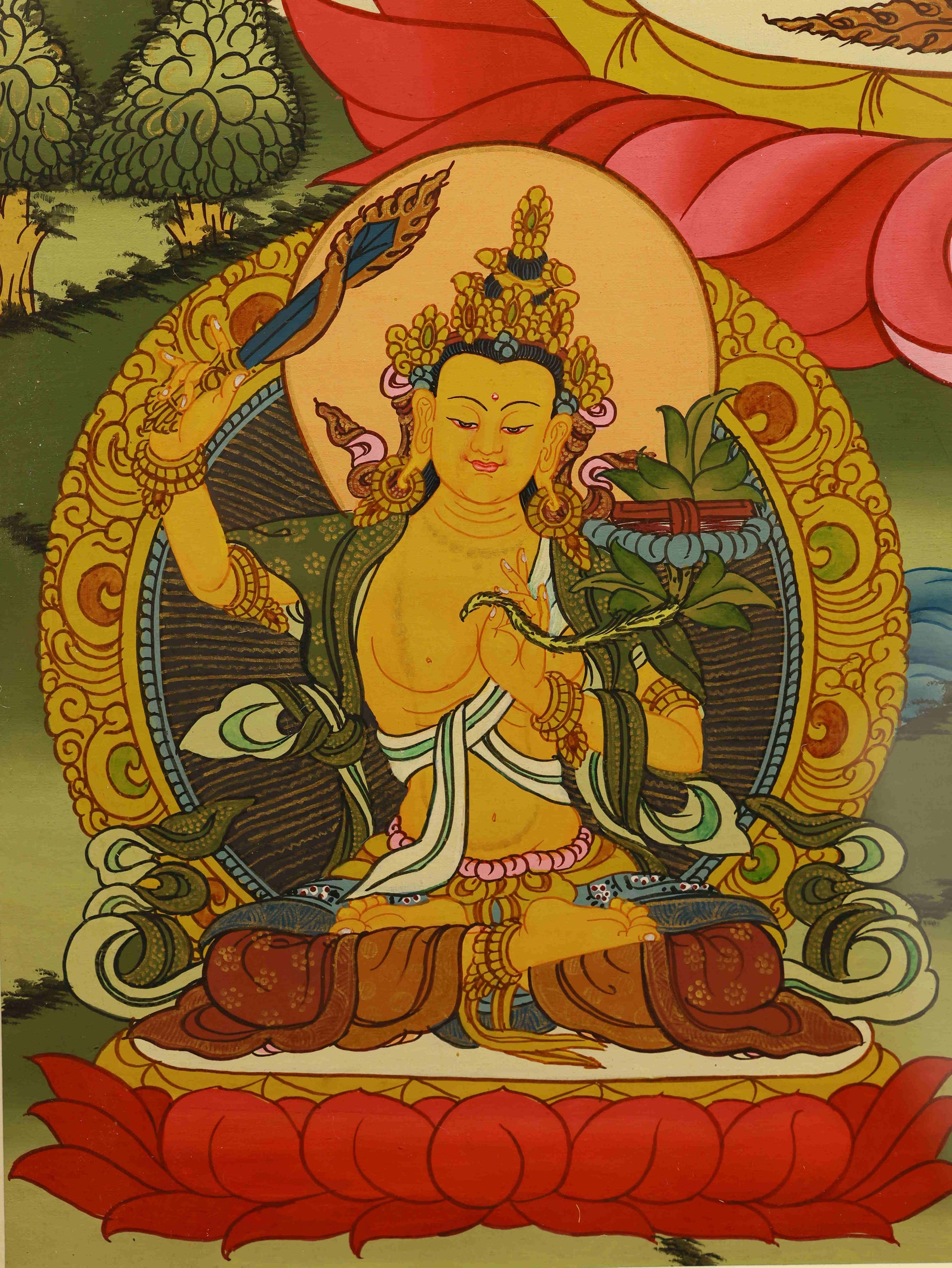 Yellow Wealth Dzambhala Tibetan Thangka Art – Authentic Handcrafted Thangka Painting